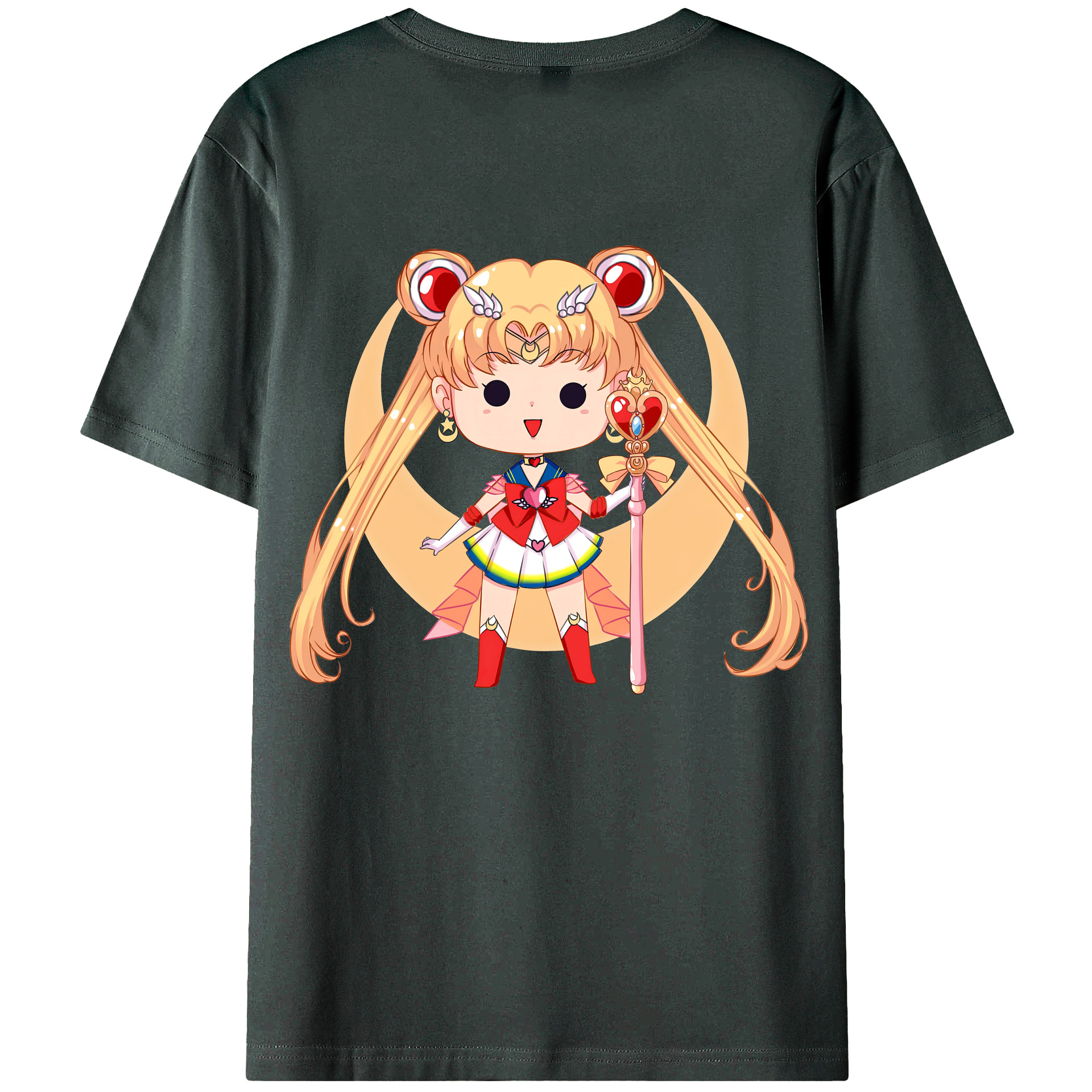 （画像用） 美少女戦士セーラームーン 月野 うさぎ つきの うさぎ Sailor Moon Tsukino Usagi 綿100％ メンズ半袖Tシャツ（バックプリント） 通気性